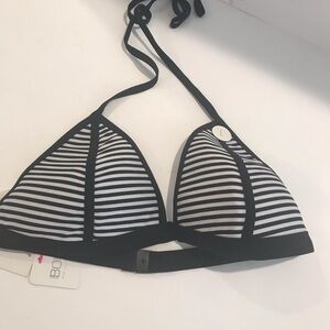 BODY NWT Bikini Top Black & White striped Large